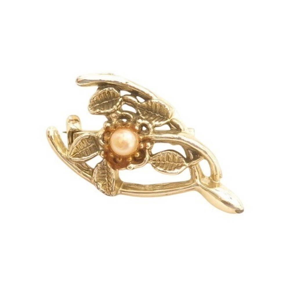 Vintage Pale Gold Toned Silver Lucky Wishbone Pin Brooch